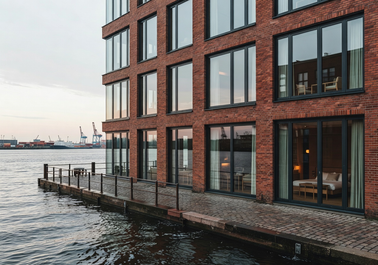 Hamburg harbourside boutique hotel with waterfront rooms